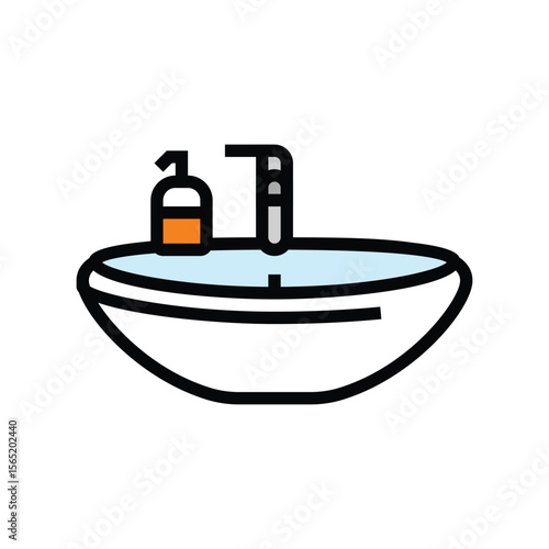 liquid soap next sink color icon vector illustration