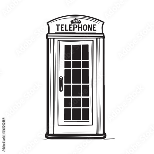 Telephone Box silhouette, phone booth, telephone vintage, vector illustration, Telephone booth icon isolated on white background, 