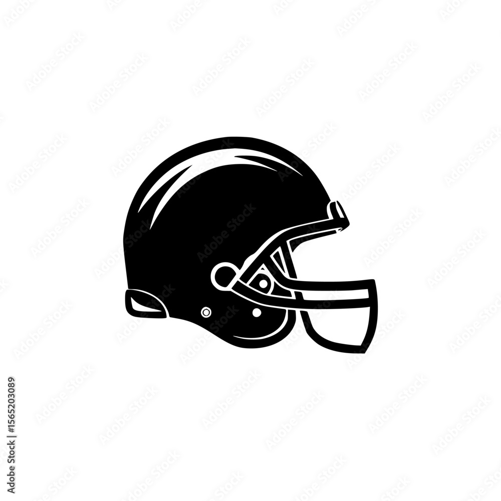 Stylized silhouette of a football helmet design suitable for various sports-related applications and illustrations Stylized silhouette of a football helmet design suitable for various sports-related applications and illustrations
