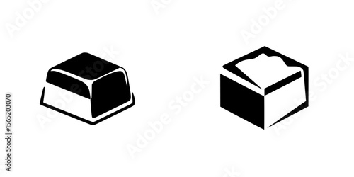Silhouette pictogram icons set showcasing various shaped blocks and sweets for creative design purposes