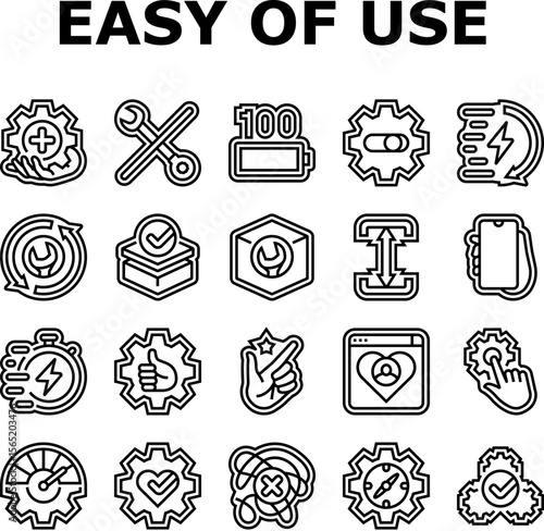 ease of use product icons set vector