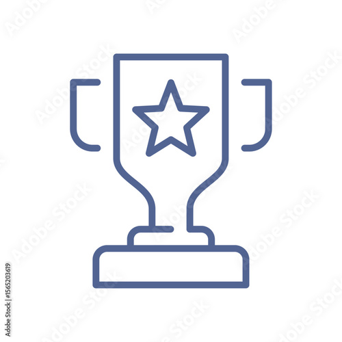 Trophy icon, minimal award symbol representing achievement, recognition, excellence, competition win, best performance and goal success flat vector illustration.