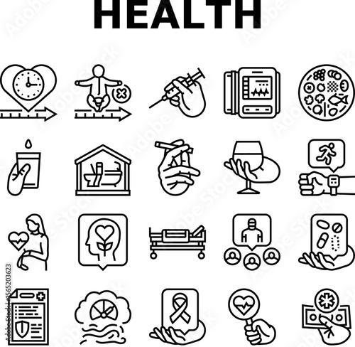 health indicators icons set vector