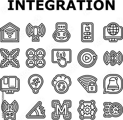 integration compatibility product icons set vector