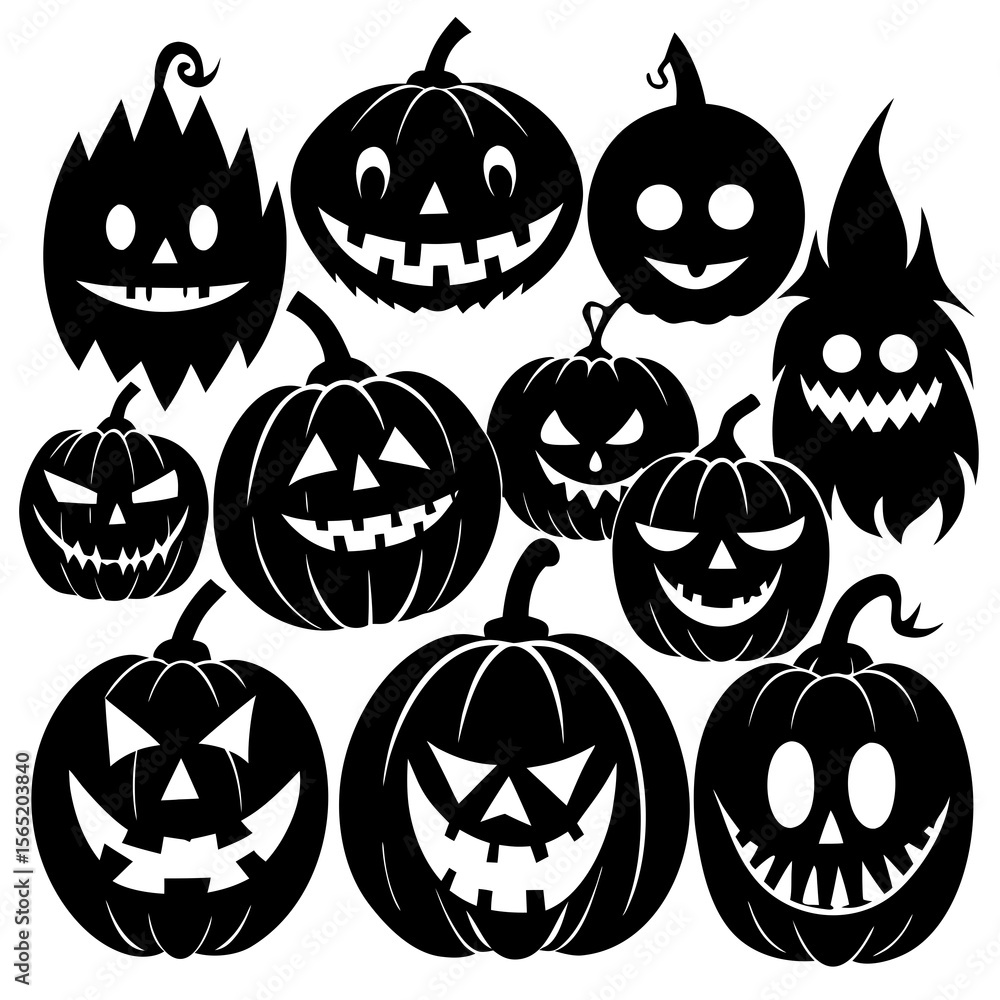 Obraz premium halloween pumpkin set