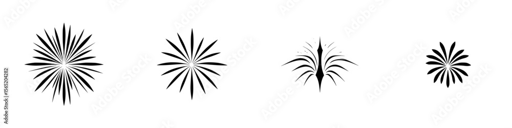 Obraz premium Unique silhouette pictogram collection showcasing various abstract plant designs for graphic use