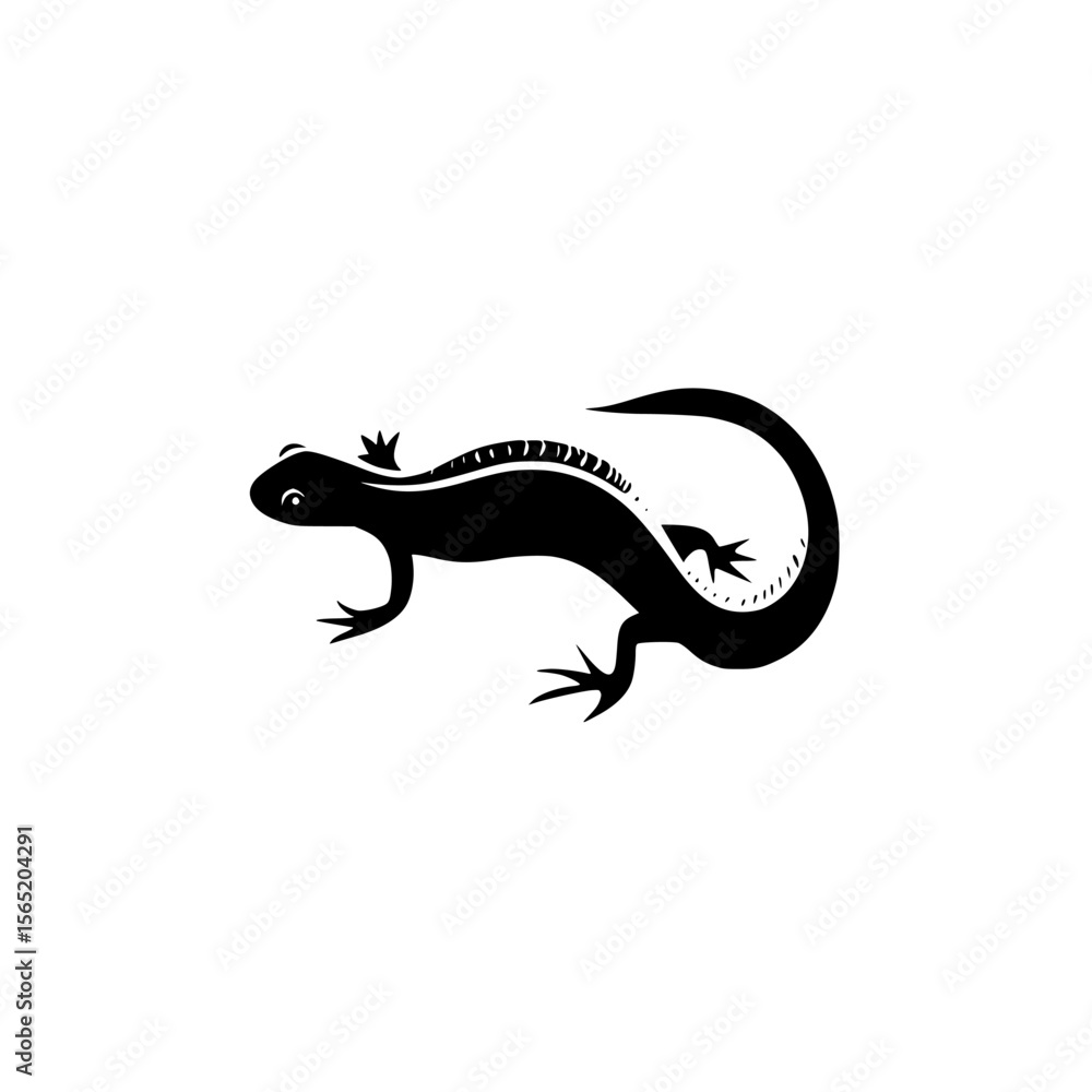 Fototapeta premium Silhouette pictogram of a lizard designed for use in various applications and contexts focusing on nature and wildlife