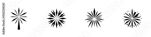 Silhouette pictogram vector icons set showcasing various abstract star-like designs suitable for diverse applications