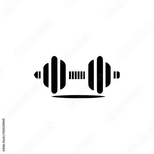 Silhouette pictogram of a dumbbell icon representing fitness and strength training in a minimalist style
