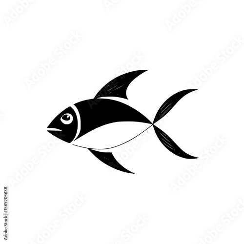 Silhouette pictogram of a fish icon used for various design and informational purposes in aquatic contexts