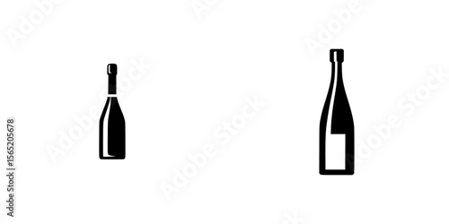Silhouette pictograms of wine bottles showcasing distinct shapes and designs useful for various graphic design projects