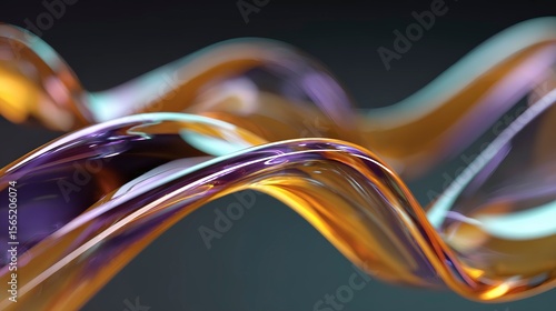 A smooth subtle, very realistic set of blown glass 3d objects in a series of subtle wave like shapes that are all connected together to form a wave pattern