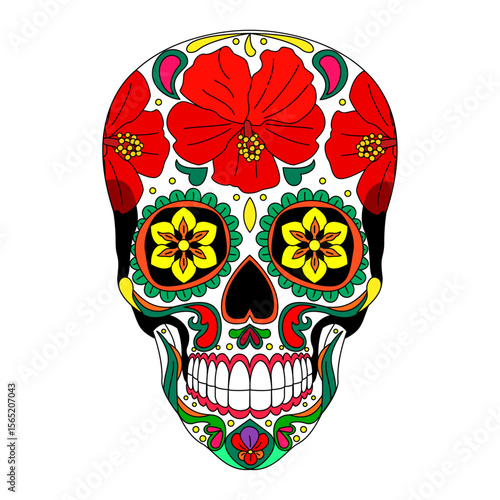 vector Sugar skull. Clipart isolated on transparent background. 