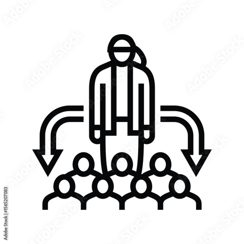 shared leadership roles line icon vector illustration