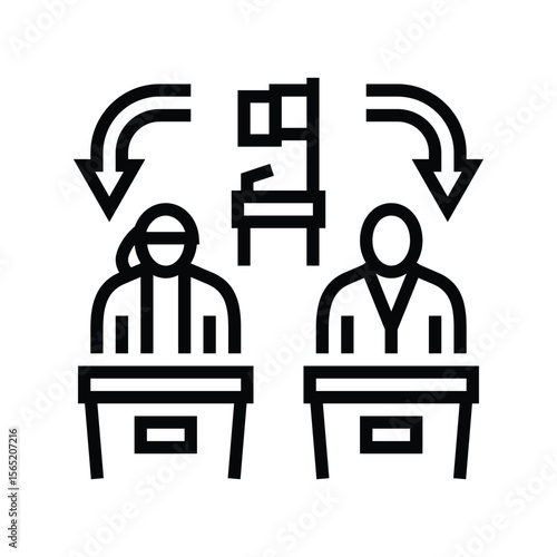 gender parity politics line icon vector illustration