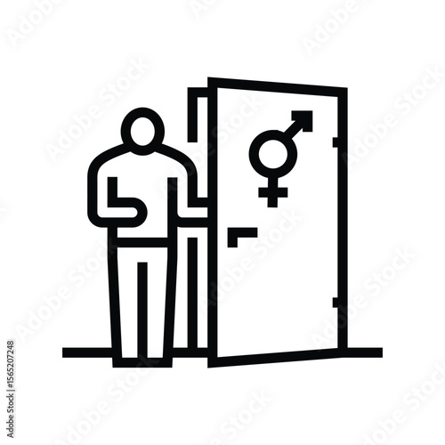 person choosing from inclusive restroom line icon vector illustration