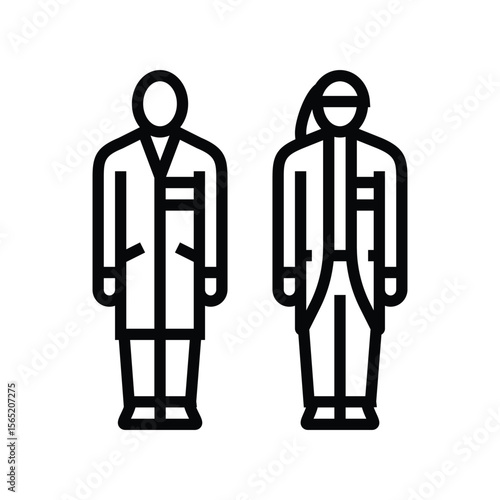 female scientist male scientist together line icon vector illustration