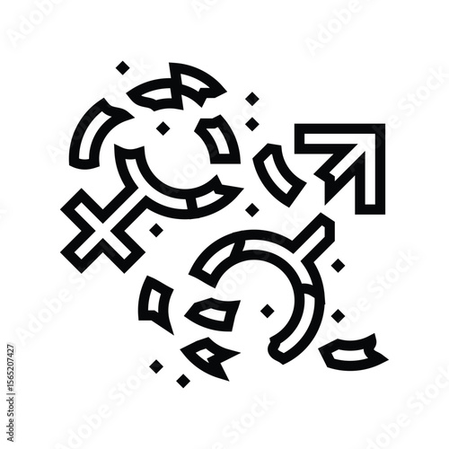 breaking gender stereotypes line icon vector illustration