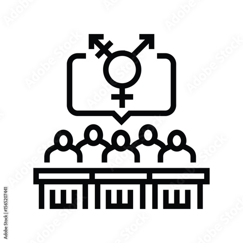 inclusive classroom setting line icon vector illustration