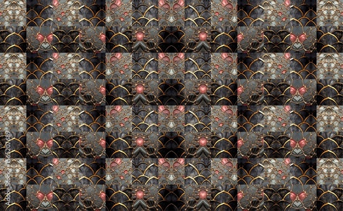 Luxury Seamless Abstract Geometric Pattern with Gold Lines and Stone Texture
