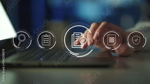 Business audit concept, Compliance with internal organization financial services regulation, financial examination for business and financial management system