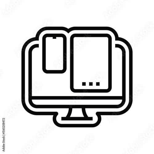 multi device compatibility line icon vector illustration