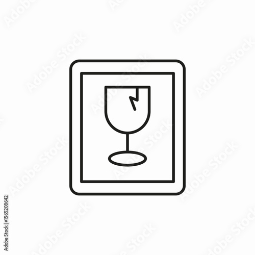fragile glass warning icon sign vector