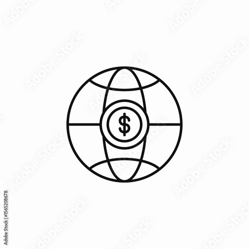 global dollar currency icon sign vector