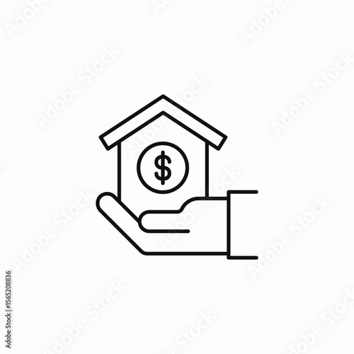 house mortgage hand icon sign vector