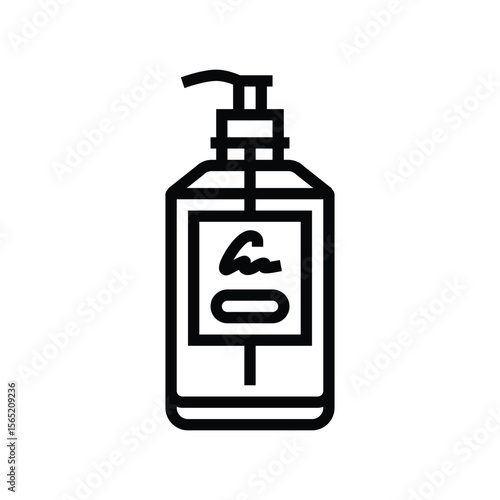 luxury branded soap bottle line icon vector illustration