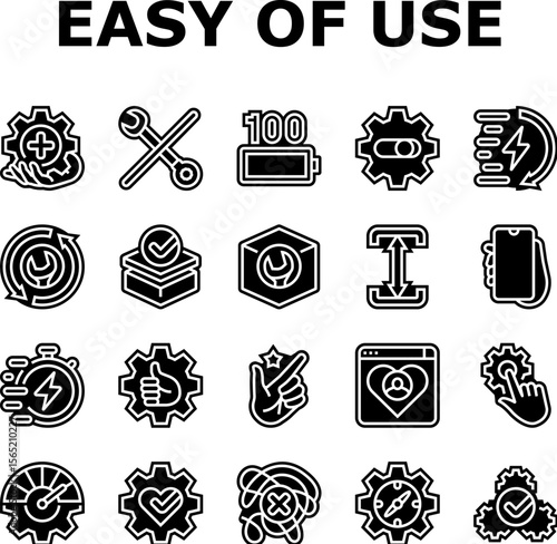 ease of use product icons set vector