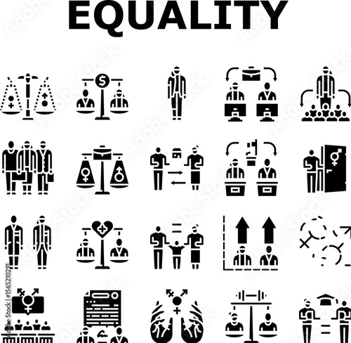 gender equality empowerment icons set vector