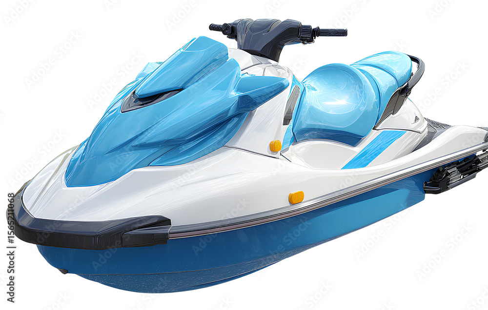 Naklejka premium White and blue jet ski isolated on a transparent background