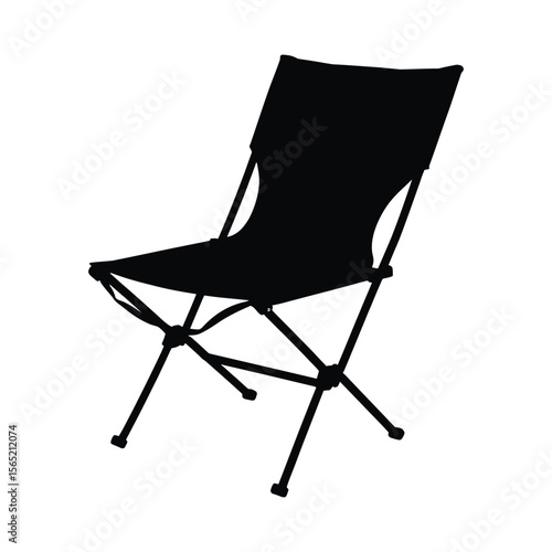 Black silhouette of a folding camping chair isolated on white background silhouette