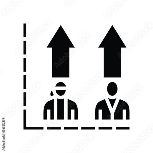 equal promotion arrow both genders glyph icon vector illustration