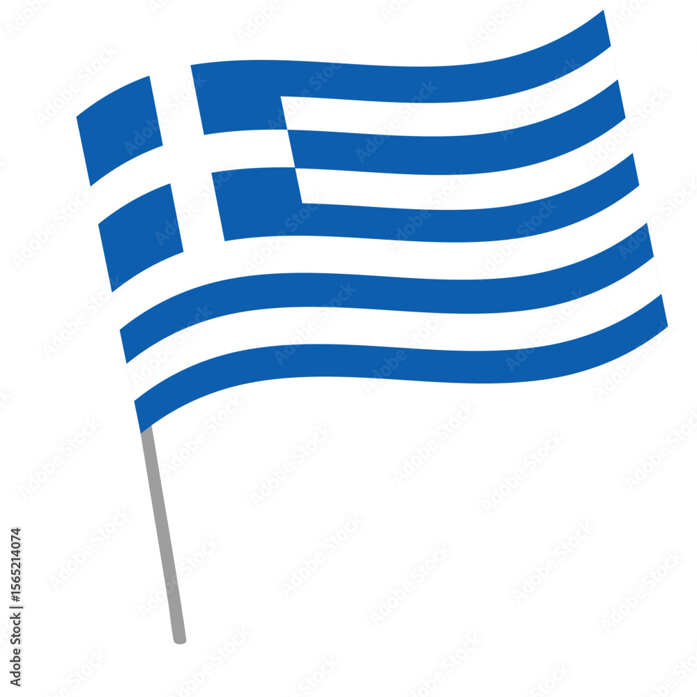 Obraz premium Greece national flag flutters with flagpole
