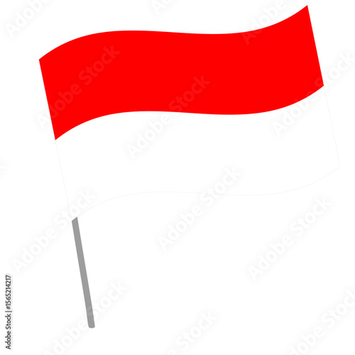 Indonesia national flag flutters with flagpole