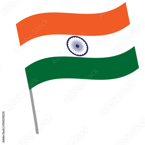 India national flag flutters with flagpole