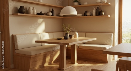 Built in corner dining nook minimalist design
