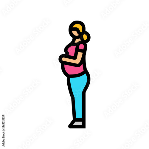 pregnant woman profile color icon vector illustration