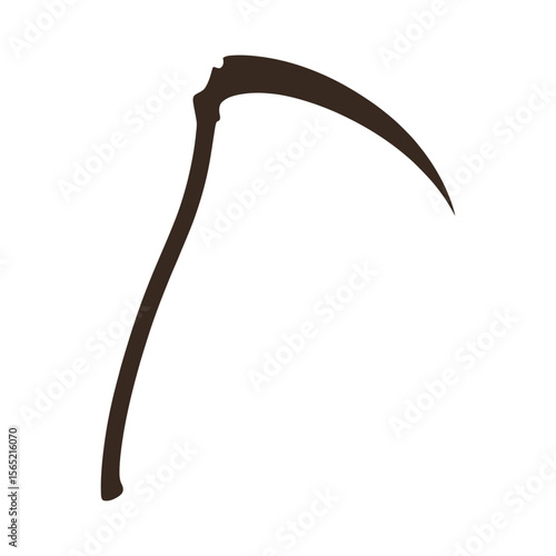 Dark grim reaper scythe silhouette isolated on white background