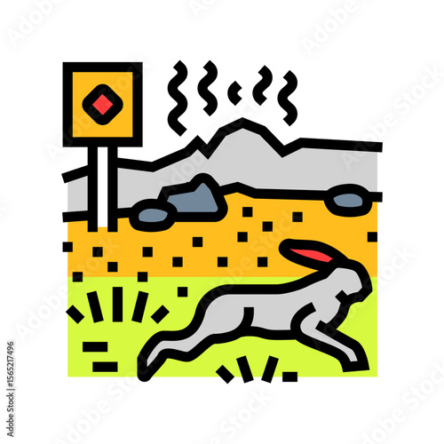 animals fleeing from polluted zone chemical pollution color icon vector illustration