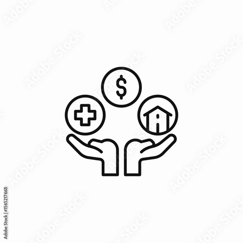 hands holding benefits icon sign vector