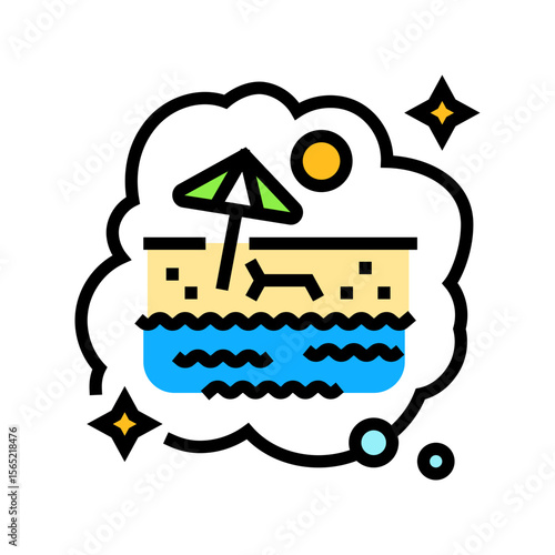 living by beach dream color icon vector illustration
