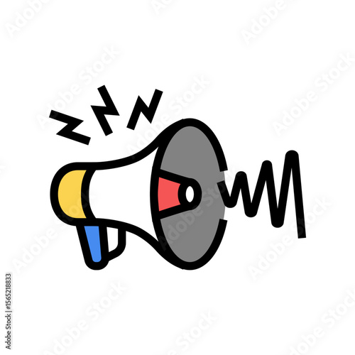 loudspeaker emitting sound waves noise symbol color icon vector illustration