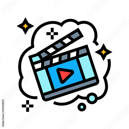 acting movie dream color icon vector illustration