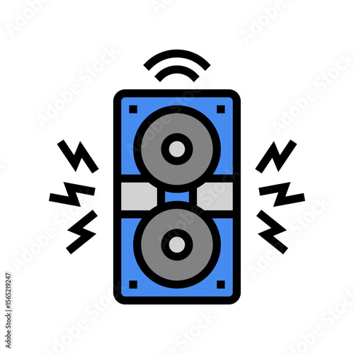 speaker system nightclub emitting noise waves color icon vector illustration