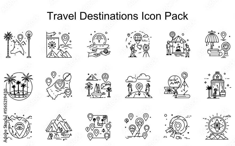 Fototapeta premium Travel Destinations Icon Pack