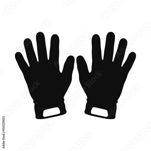 Pair of black gloves silhouette isolated on white background