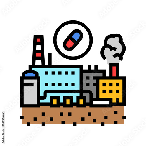 pharmaceutical plant emissions color icon vector illustration